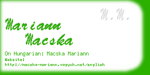 mariann macska business card